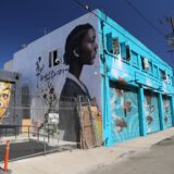 A mural building in the arts district of Los Angeles